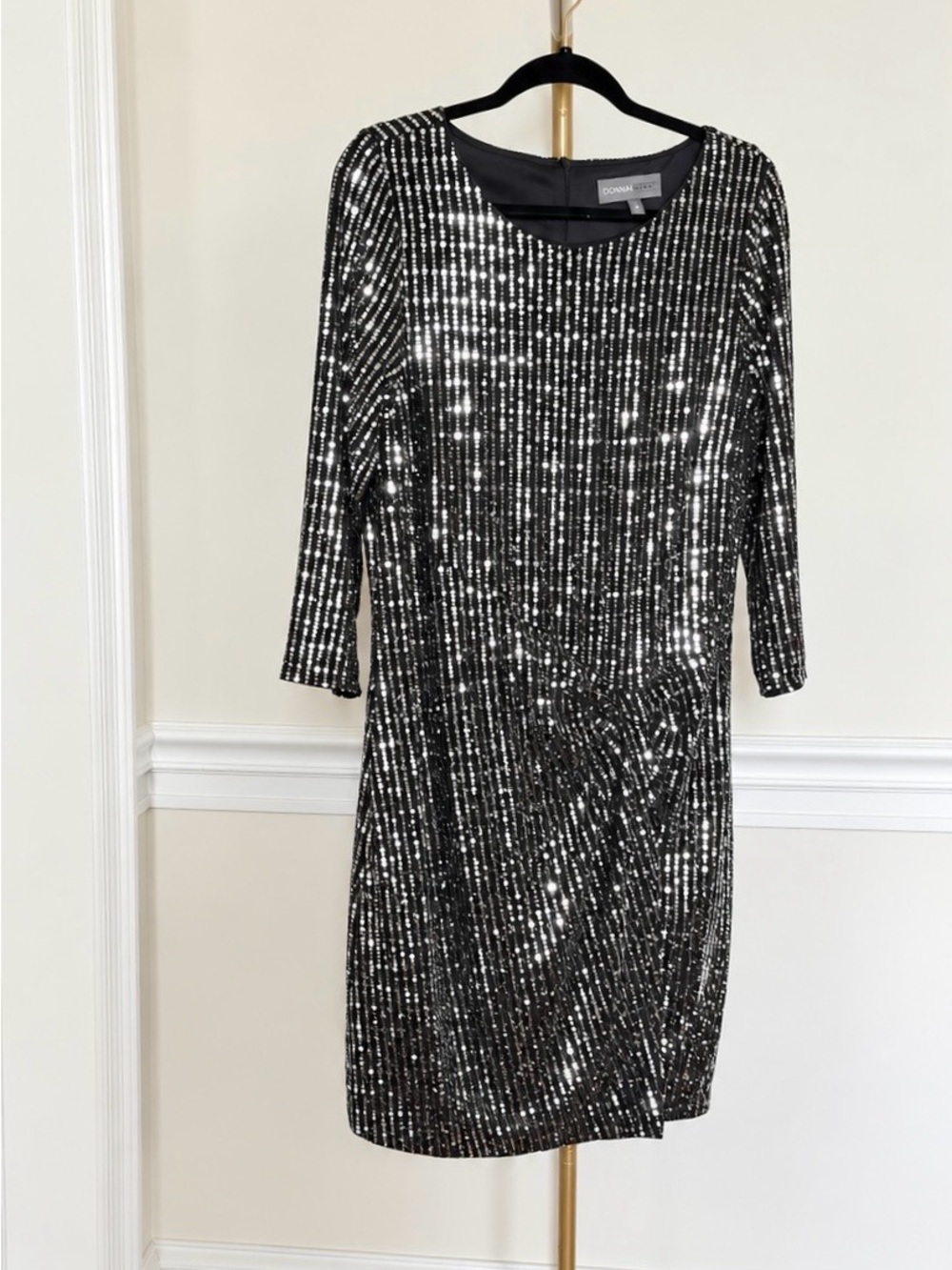 Donna Ricco Black Silver Sequin Shift Dress